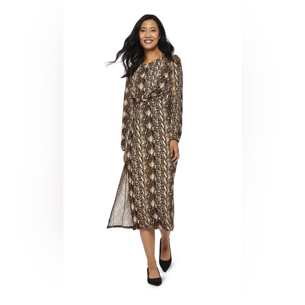 George Knot Front Long Maxi Dress Size Large Side Slit NWT Brand New